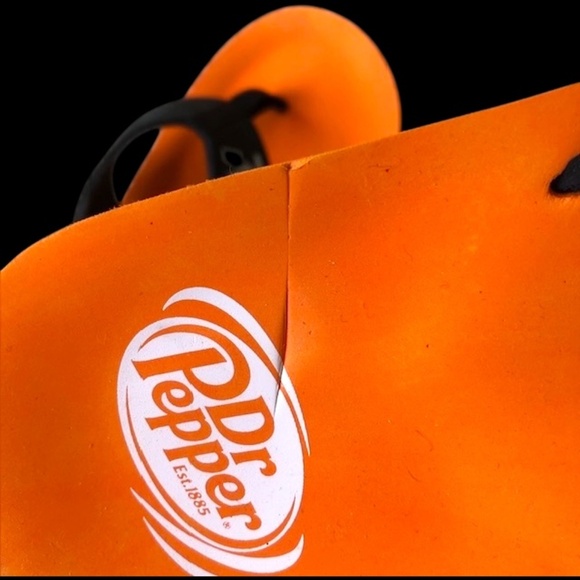Neat Feet Orange & Black Flip Flops With Dr Pepper & What-A-Burger Logos Size L - Picture 6 of 10